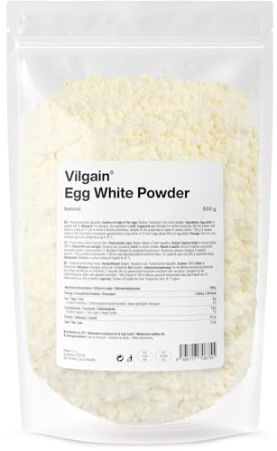 Vilgain Dried Egg Whites Powder - High Protein, Zero Fat Sugar Cholesterol - for Baking, Smoothies, Cooking - 500g, Pasteurised, Unflavoured - Keto & Gluten Free, Paleo Friendly - Egg White Protein