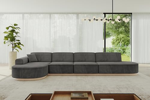 ALTDECOR Ecksofa in L-Form Corner Sofa Bett Eckcouch Couch Wohnlandschaft Cauchsofa MARI-L3-v1-402x165x81 cm Dunkelgrau