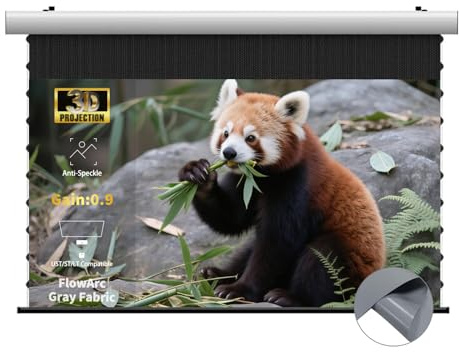 WUPRO FlowArc Pantalla de Proyección Motorizada Gray Fabric, Antirreflejos, Montaje en Pared/Techo, Compatible con Todos los Proyectores (150“)