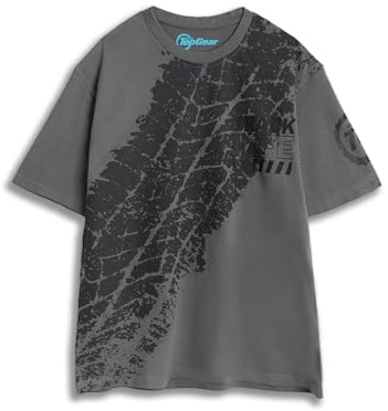 Top Gear Unisex Grey Track Life Short Sleeved T-Shirt | Crew Neck Graphic Tee Relating to Automotive Culture | Classic Style for Everyday Wear Merch