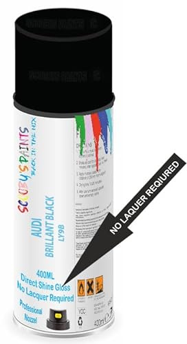 Aerosol Spray Paint Compatible with Audi Brilliant Black LY9B, Available in Direct Gloss, Cellulose or Basecoat (Direct Gloss Aerosol)