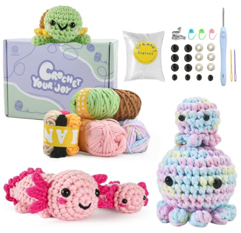 Zummipals Häkelset für Anfänger, Häkelnadel Set Enthält Amigurumi Häkel Zubehör, Häkel Set, Alles in Einem Stricken für Anfänger Set, Häkelset Tiere Mit Deutsch Schritt-für-Schritt-Erklärvideo