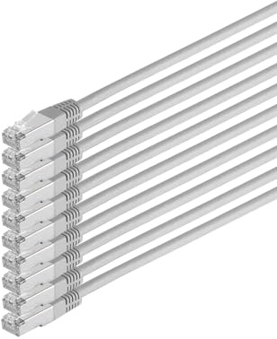 Kabelbude.eu Patchkabel Netzwerkkabel Ethernet LAN Kabel Cat 6 S/FTP PIMF Halogenfrei RJ45 250 MHz 1m - 10er Pack