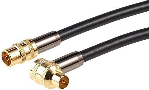 auvisio Kabel Antennenkabel: Premium-HDTV-Antennenkabel, Koaxial-Stecker, 90°-Winkel, 2 m, 105 dB (für Kabelanschluss, für Koaxial-Buchsen, TV)