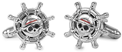 Gemelolandia | Gemelos para Camisa Timon Pirata con Sombrero de Paja Anime | Gemelos para Bodas y en Eventos formales | Da un toque Elegante | Complementos de Moda Para Hombres…