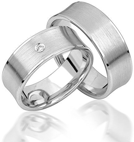 2x Palladium Eheringe Partnerringe Trauringe Verlobungsringe inkl. Gravur und Steine PDJC09-950