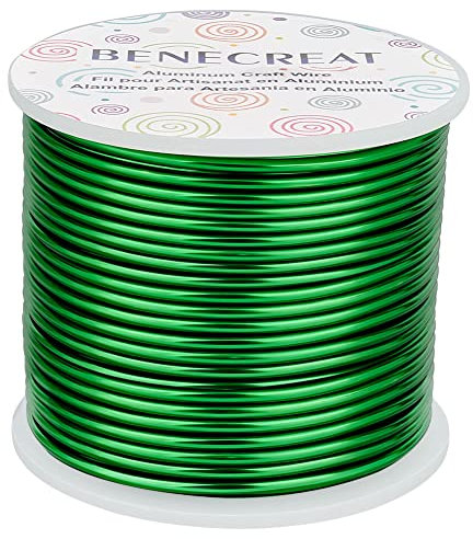 BENECREAT 12 Gauge (2mm) Aluminiumdraht 100FT (30m) Anodized Jewelry Craft Making Perlen Floral Colored Aluminium Craft Wire - Grün