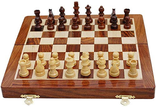 BCBESTCHESS Tournament International Handmade Magnetic Wooden Folding Chess Board With Extra Queens & Storage For Chessmen (18X18 Inches)