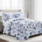 Lush Decor Cynthia Jacobean Quilt 3-teiliges Wende-Bettwäsche-Set für King-Size-Bett, Blau