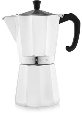 Bellemain Stovetop Espresso Maker Moka Pot (White, 9 Cup)