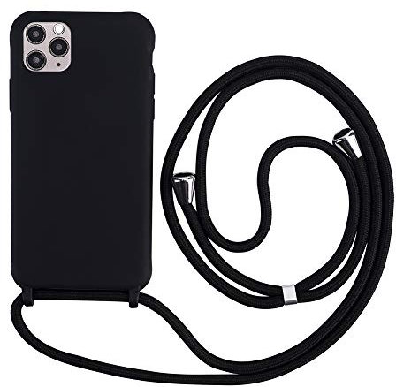 TANGNI Crossbody case for iPhone XR - Necklace Mobile Phone Cover with Cord Strap - Lanyard Case Holder - Mobile Phone Collar Clear Soft TPU Shockproof Bumper -Black