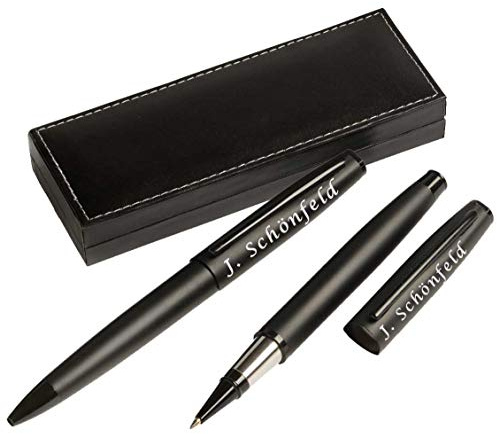 Juwelier Schönschmied - Elegantes Schreibset mit Gravur & Wunschsymbolen Stift mit Gravur Inklusive Geschenk-Etui - Drehkugelschreiber & Rollerball Schreibset 10 PS10