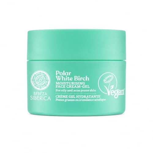 Natura Siberica Polar White Birch Moisturising Face Cream Gel – Gesichtscreme mit Hyaluronsäure & Vitamin B5 für fettige und unreine Haut – Feuchtigkeit & Balance – Anti-Akne Pflege – 50 ml