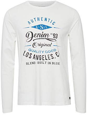 Blend Dopper Herren Longsleeve Langarmshirt Shirt Mit Print, Größe:XXL, Farbe:Offwhite (70005)