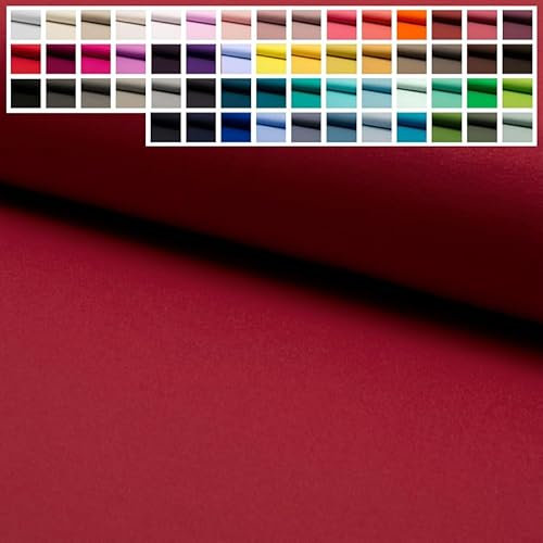 Premium Jersey Uni Stoff mit 150 cm Breite, Hochwertiger Baumwolljersey in Oeko-Tex 100, Meterware ab 25 cm Zuschnitt - ca. 60 Farben immer vorrätig (09a. Weinrot)