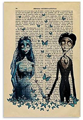 TUOXIE Filmposter mit Tim Burton's Corpse Bride and Butterflies (1) Leinwand-Kunstdruck und Wandkunstdruck, modernes Familienschlafzimmerdekor, Poster, 30 x 45 cm