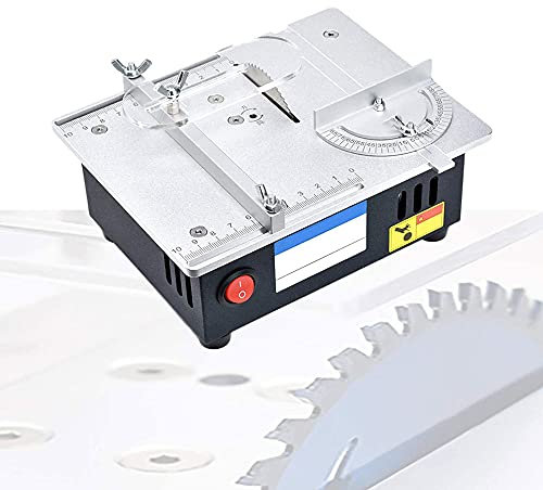 Mini Table Saws, 96w Portable Desktop Saws with Seven-Speed Power Adapter, Motor Speed 5000 RPM Alloy Saw Blade for Angle Guide DIY Wood Model Cutting Machine