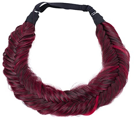 CAISHA Fischgrätenzopf Zopf Haarteil Haarband Stirnband Haarschmuck Geflochten Rot Mix HZ303