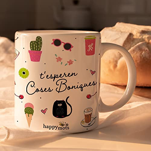 HappyMots Taza Día de la Mujer en Catalán Tazas Originales para regalar Hechas en Cerámica | Tazas Desayuno | Apta Para el Microondas y el Lavavajillas | Regalo Día de la Mujer CAT
