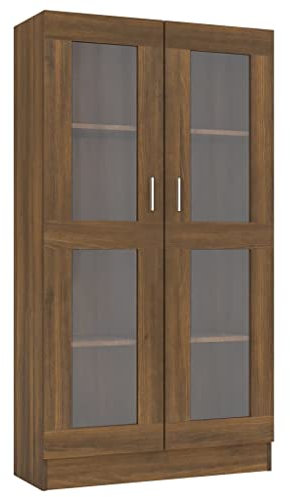 vidaXL Vitrinenschrank, Vitrine für Schlafzimmer Wohnzimmer Büro, Sideboard mit viel Stauraum, Highboard Schrank Beistellschrank, Braun Eiche-Optik Holzwerkstoff