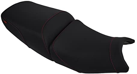 Moto Discovery Sitzbankbezug kompatibel mit Suzuki Bandit GSF 650/1200 / 1250 2005-2009 schwarz mit roten Nähten