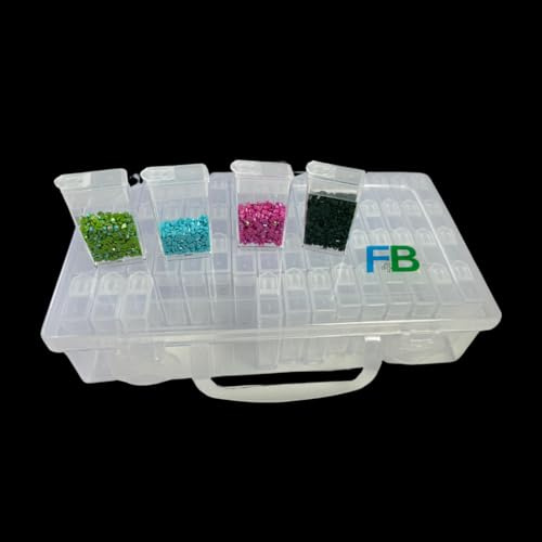 F4B Caja de almacenamiento de pintura de diamantes | 64 compartimentos | Caja de clasificación | Caja de almacenamiento | Accesorios para pintura de diamantes | Hoja de pegatinas incluida