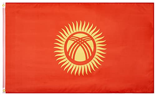 MUWO Flagge Nations Together 90 x 150 cm Nationalmanschaften, doppelseitige Gartenflagge, wetterfeste Fanflagge, Fußballflagge Polyester Länderfagge Deutschland mit Ösen (Kirgistan/Kirgisien)