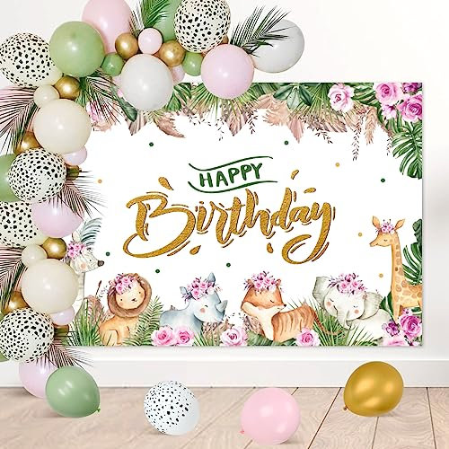 Geburtstagsdeko Mädchen Junge, Happy Birthday Banner, Geburtstag Hintergrund Banner 120 * 80cm, Rosa Geburtstagsdeko, Geburtstag Party Dekorationszubehör für Jungen Mädchen