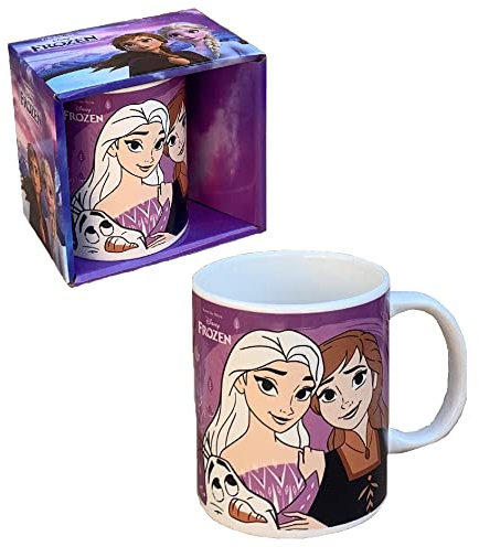 Taza de cerámica Frozen II, Disney, Elsa y Anna, taza de 350 ml, en caja