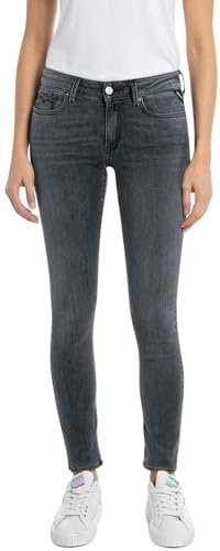 Replay Damen Jeans New Luz Skinny-Fit mit Power Stretch, Dark Grey 097 (Grau), 28W / 30L