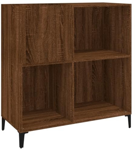 vidaXL Mobile Porta Dischi Rovere Marrone 84,5x38x89 Legno Multistrato, mobile per giradischi, porta dischi, mobiletto porta vinili