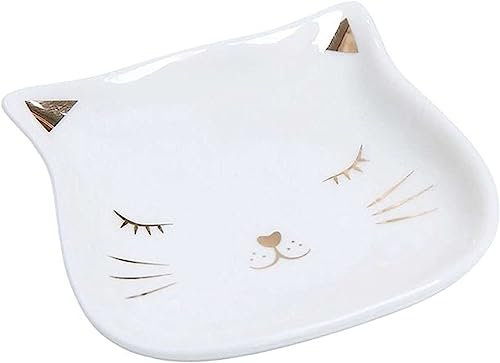 Piatto Piano, Piatto Fondo, Tazza Da Zuppa, Piatto Portagioielli Simpatico Gatto Vassoio Portagioie Vintage, Vassoio Piatto Porta Collana Ad Anello, Eleganti Regali Di Fidanzamento for Coppie-White Ca