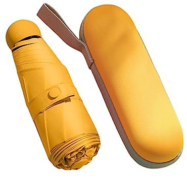 lmoikesz Paraguas Plegable para Senderismo para Mujer, a Prueba de Sol, Impermeable, 5 Pliegues, Paraguas para el Sol y la Lluvia, Mini sombrilla, Equipo para Exteriores, Regalo, Amarillo