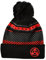 Elbenwald Naruto Shippuden Strickmütze mit Bommel - Kuschelige Bommelmütze in Einheitsgröße mit Sharingan Symbol für Herren Damen Unisex Schwarz Grau Rot
