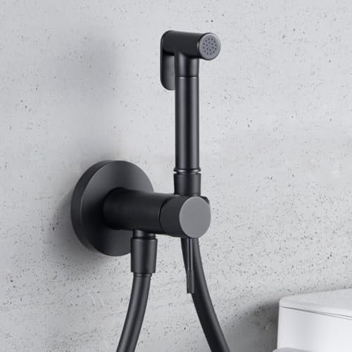 IMEX - Grifo Bidet para WC Empotrado Negro | Ducha para Water con Agua Fria y Caliente | Ducha Higiénica para Inodoro con Rociador Bidet | Griferia Sustituto de Bidet | Serie Line