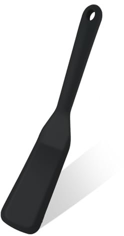 Andibro Dünner Pfannenwender Silikon, Antihaft Silicone Spatula Hitzebeständig Pfannenwender Spatula 25x5 cm Omelett Spatel für Kochen Ei Burger Pizza Steak Crepes (Schwarz)