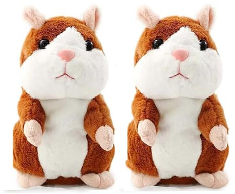 Sunshine smile2 Stück Sprechender Hamster,Hamster Nachsprechen,Hamster Sprechender,Talking Plüschtier Elektronische,Maus Kinder Stofftier,Record Spielzeug Interaktives für Baby Kids