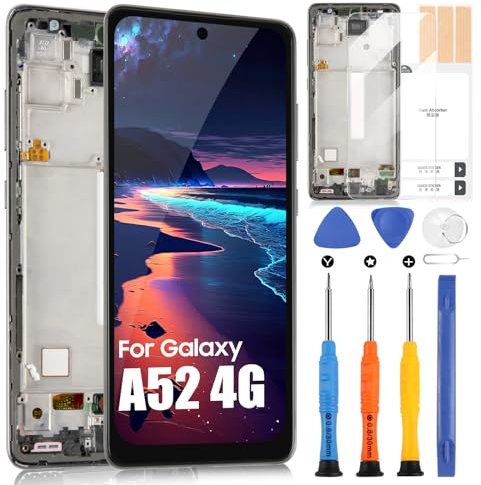 Écran LCD OLED pour Samsung Galaxy A52 4G A525 SM-A525F SM-A525M SM-A525F/DS SM-A525M/DS Display Digitizer Touch Screen Assembly avec réparation Kit (noir avec cadre, 6,5)