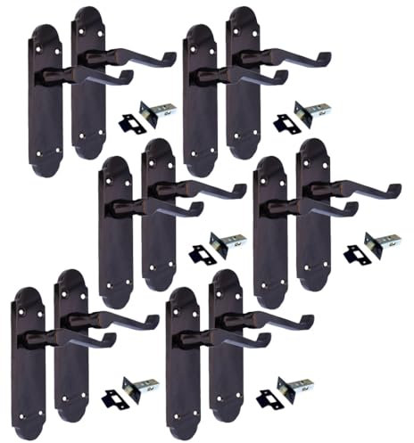Epsom Door Handle - Black Nickel Internal Door Handles - Door Handles Internal Sets Including Tubular Latch, Black Door Handle Set for Internal Doors, Door Handle in Black, 170mm x 42mm 6 Sets