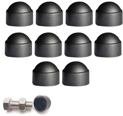 Okaywork 10 Stück Sechskant Schutzkappen M8, Schutzkappen für Schrauben M8, Abdeckkappen für Schrauben Schwarz aus Kunststoff - Langlebige Abdeckkappen für Muttern & Schraubenkopf - Schwarz