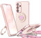 Eherui HandyHülle für Samsung Galaxy A54 5G Hülle mit Band,Ring Herz Doppelring Ständer handyband Frauen Mädchen Dünn Stoßfeste SchutzHülle für Samsung A54 Case Rosa