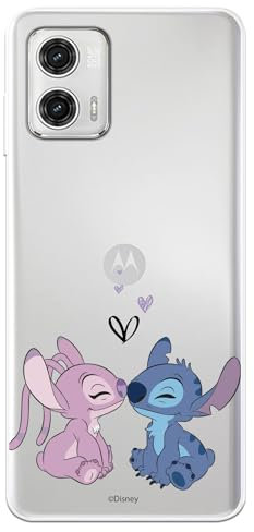 Coque compatible avec Motorola Moto G73 5G Officielle Disney Angel & Stitch Baiser pour protéger votre mobile. Coque en silicone transparente souple sous licence officielle Lilo & Stitch