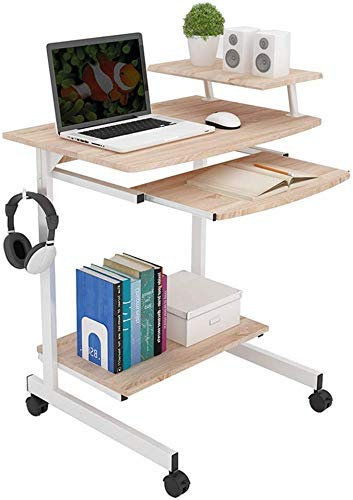 ZHSYXLB Mobile Laptop Desk Computer Table Stand Desktop con Ruote Vassoio Tastiera Portatile Mini 2 Colori 70x52.5x86cm (Colore : Oak Color) per Casa E Ufficio