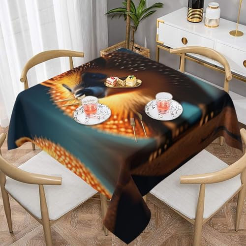 XZDLXJ Handsome Igel, wasserfeste, quadratische Tischdecke, 152,4 x 152,4 cm, warm und weich, gute Knitterfestigkeit, Weiß