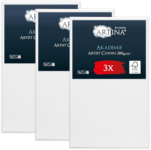 Artina FSC(r) 3er Set Keilrahmen Leinwand 60x100 cm - Leinwände mit 100% Baumwolle & Acryl Ideal für Colorado