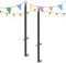 Mast für Lichterketten – Outdoor-Lichterkettenmast | 2er-Pack Outdoor-Lichterketten-Deckstangen, 4-Fuß-Terrassenlichtständer mit festem Clip und Aufhängesockel, Lampenständer für Garten- und