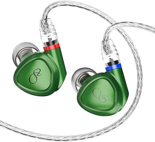 SHANLING MG100 in-Ear HiFi Headphones, Hi-Res Dynamic Driver iems, Wired Audiophile Earphones, Detachable MMCX Cable, 3.5/4.4mm Plug, Sound Tunning Nozzles(Green)