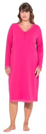 Ulla Popken Nachthemd, Spitze, V-Ausschnitt, Langarm Chemise de Nuit Femme