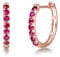 Carleen Solide 14 Karat 585 Rose Gold Creolen Huggies Ohrringe mit Echt Natürlich Rot Rubin Geschenk Schmuck für Damen Mädchen, Durchmesser: 15 mm