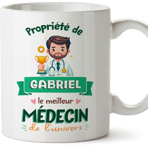 Mugffins Tasses Personnalisables pour MÉDECIN homme - En Français - Cadeau Personalisé- Propriété de - 11 oz / 330 ml